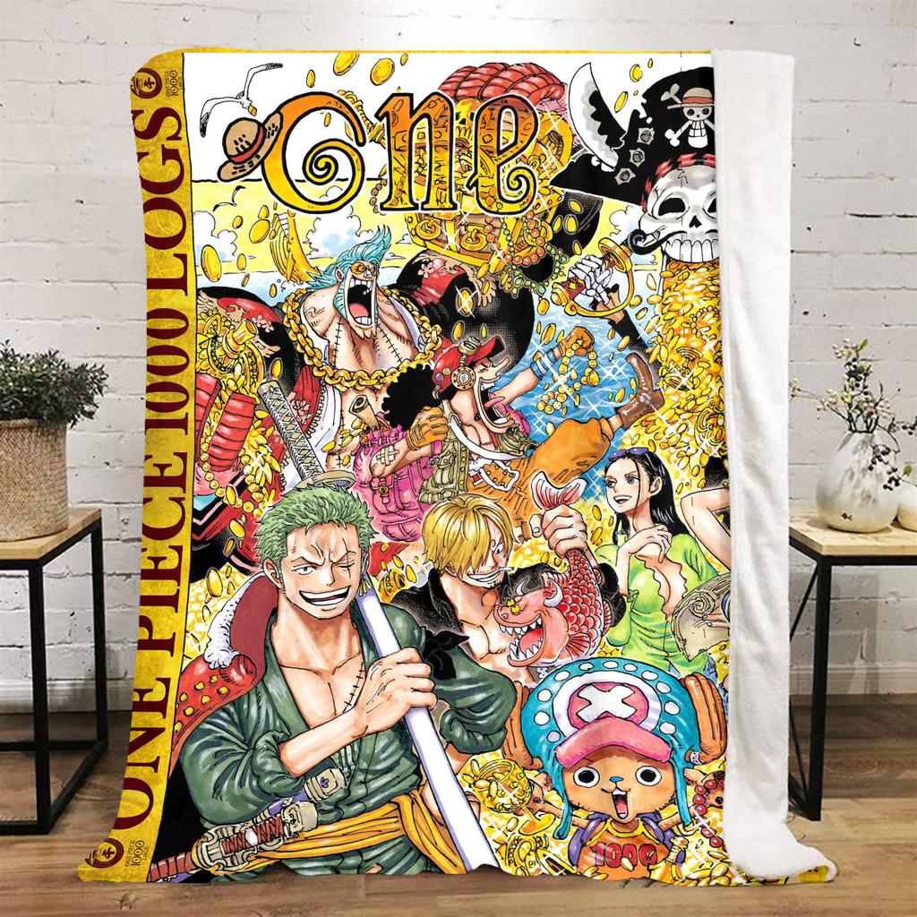 Starring the classic Japanese cartoon ONE PIECE Monkey D. Luffy blanket soft home furnishing nap decoration four seasons warm Sherpa blanket U17