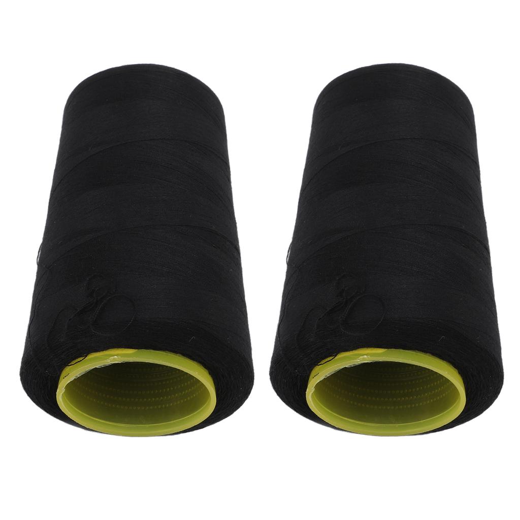 2Pcs 402 Serger Thread Premium Polyester Fray Resistant Fadeless Durable Sturdy Widely Used Black