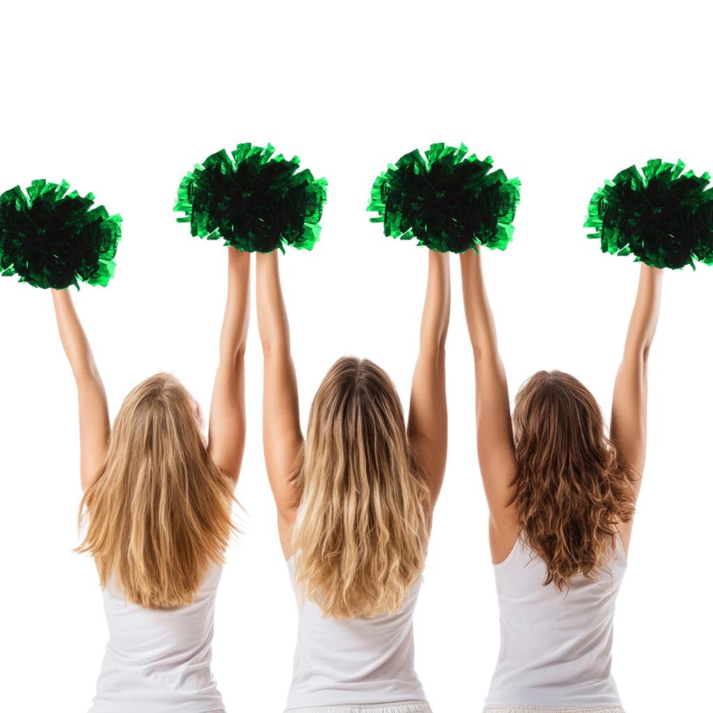CAPASTEC 2 Pieces Cheerleading Pom Poms Cheerleader Pom Poms with Baton Handle 36cm Cheer Pom Poms Sports Team Spirit Cheering Green