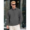 Men Long Sleeve Solid Jacquard Loose Polo Sweatshirt