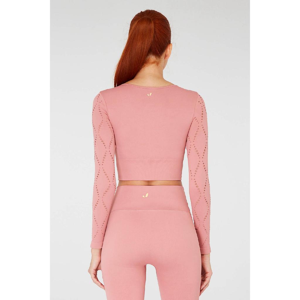 Укороченный топ с длинными рукавами Naples из эконила бордового цвета