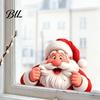 Christmas Window Decals Peeking Santa Claus Static Cling, 3D Effect Waterproof Stickers Sticker, Reusable Glass Decal for Home Holiday Decor