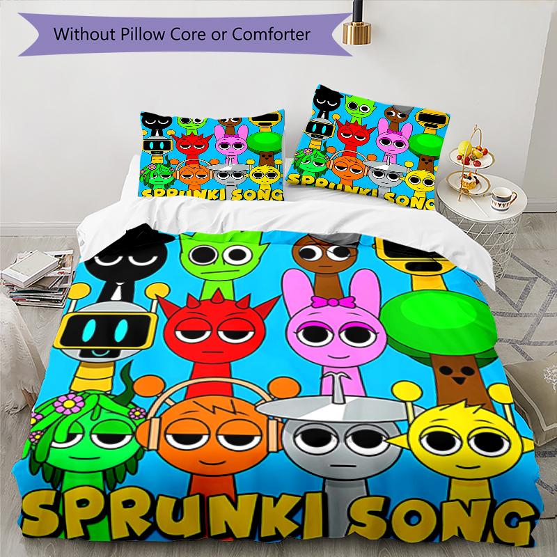 3pcs SPRUNKI3 Design Cover Set - HD Printed Bedding with 1 Cover and 2 Pillowcases - Perfect for Home and Dorm Decor