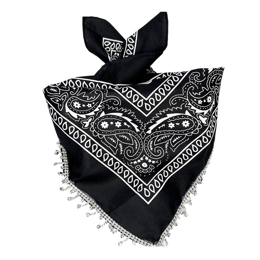 Fringed Rhinestones Bandanas Hiphop Neck Scarf Western Cowgirl Costume Headscarf Women Music Festival Headwrap Dress Up