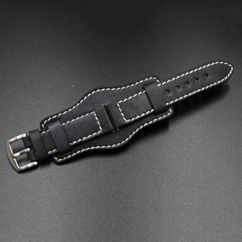 Кожаный ремешок для часов 20 мм, 22 мм, 24 мм, ремешок для часов с ковриком, защита запястья, желтый, красный ремешок для часов для Fossil