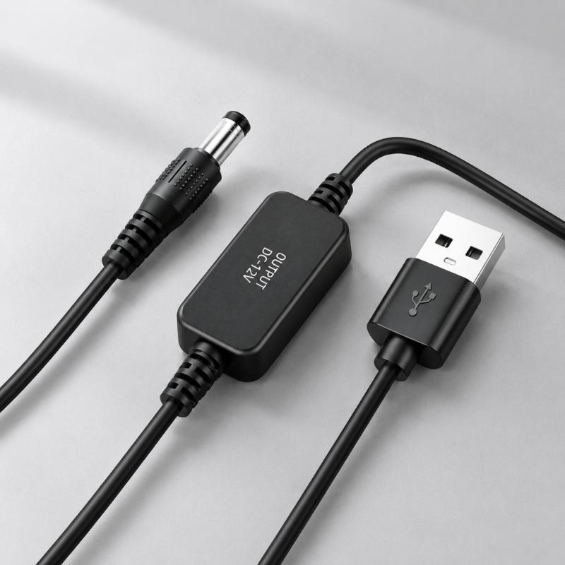 Кабель-переходник USB 5 В на 12 В с разъемом DC5.5 мм и встроенным модулем преобразования для совместимого маломощного оборудования и резервных систем