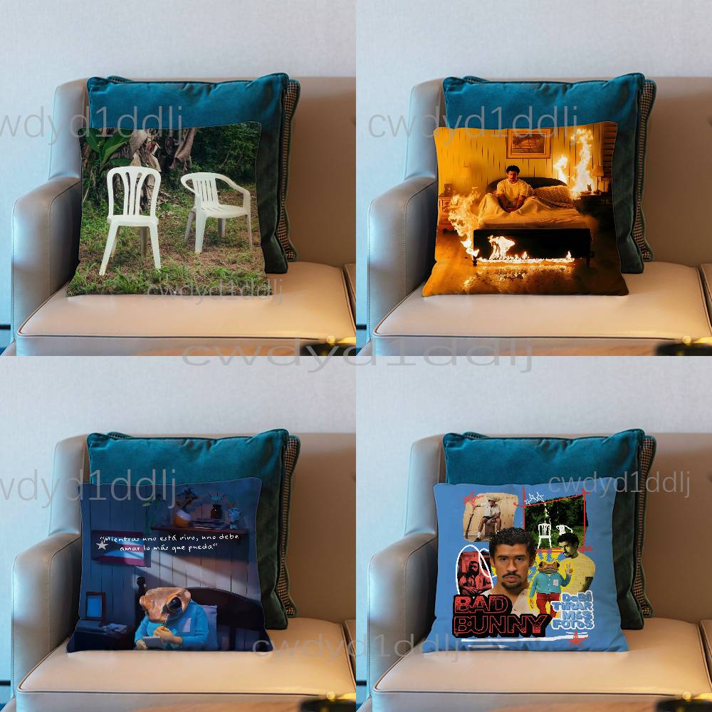 BBad Bunny Debi Tomar Mas Fotos DTMF Pillow Case Cover Square Sofa With For Pattern Comfortable Cushion suitable Of Room