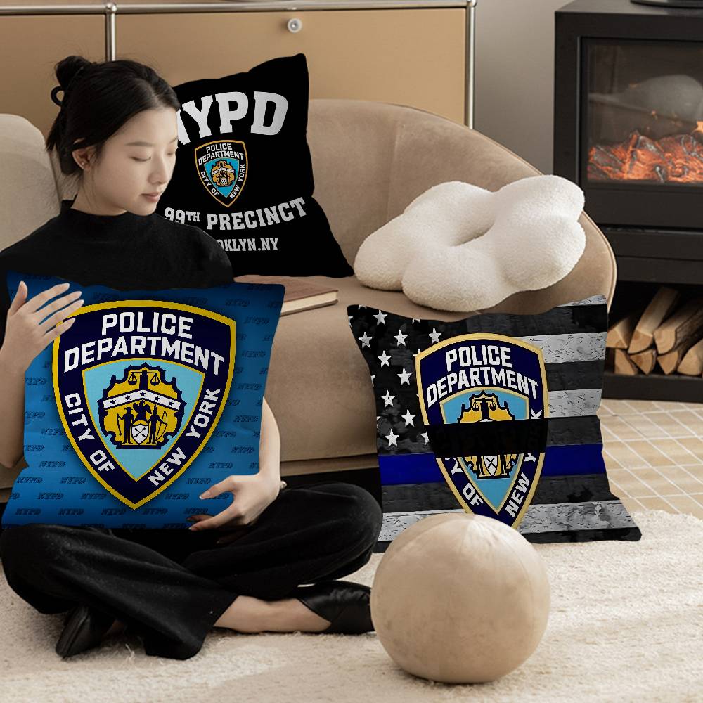 N-New York City Police Department NYPD Pillow Covers Cartoon Sofa Decorative Home Double-sided Printing Short Plush Cute Cushion