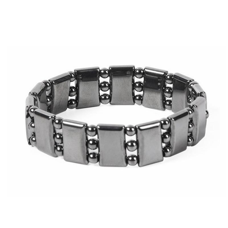 Unisex Weight Loss Octagon Geometry Black Stone Magnetic Therapy Bracelet Health Care Magnetic Hematite Stretch Bracelets