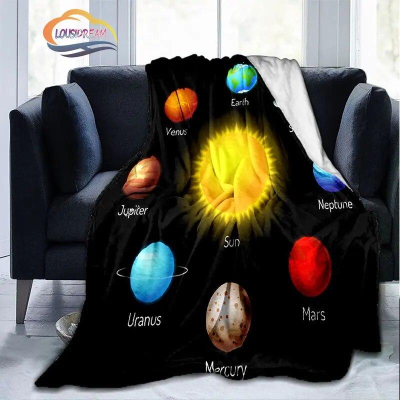 Space Universe and Many Planets In Galaxy Series Fashion Flannel Blanket Solar System Wallpaper Blanket Sofa Bed Warm