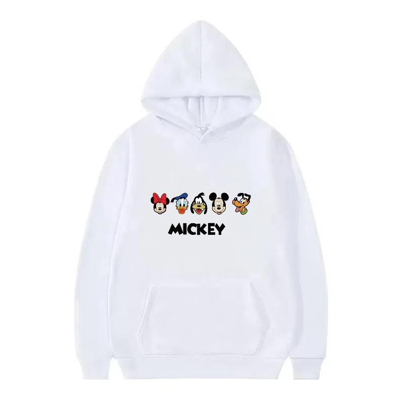 Disney Mickey Mouse Pattern Woman Fleece Casual Loose Black Autumn Tops Clothes Pullovers Ladies Cheap Hoodies Men Sweatshirts