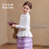 Little Naive Girls' Ballet Style Zipper Long Sleeve T-Shirt