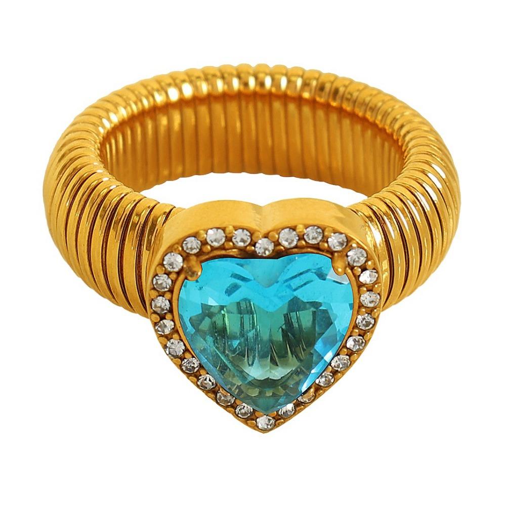 Thick Zircon Heart Ring Vintage Thick Finger Ring Elegant Women's Jewelry Ladies