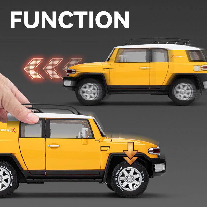LICENSED 1:24 Toyota cruiser FJ Colooze cross country Off Road vehicle alloy model SUV simulated sound light Kid Birthday Gift
