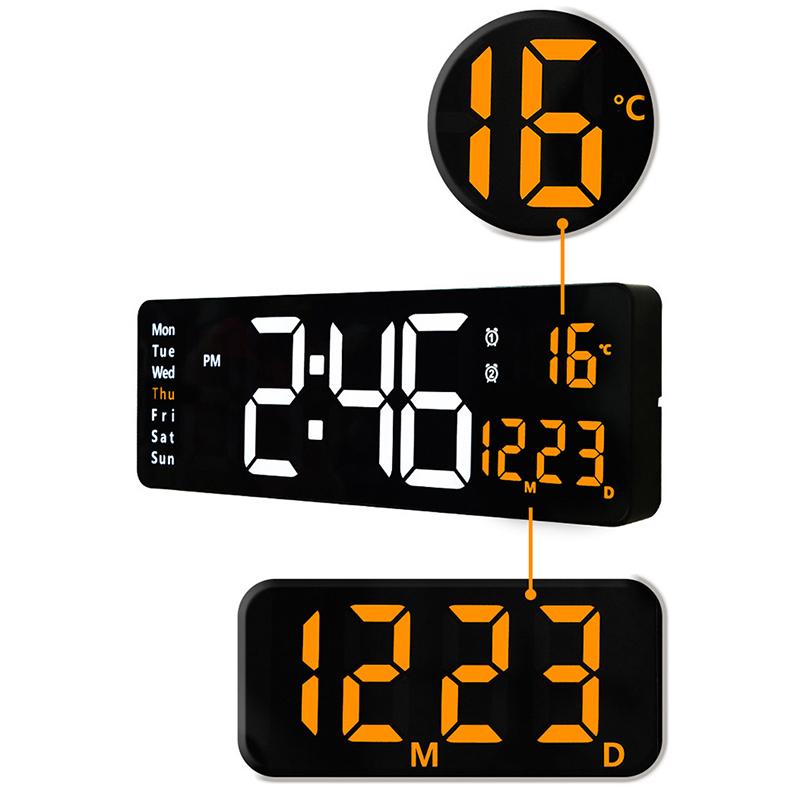 Светодиодные цифровые настенные часы с электронным пультом дистанционного управления, температурой и датой, настенные