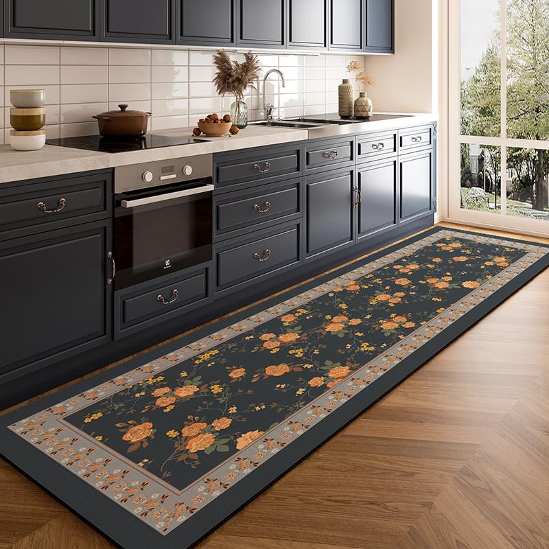 Винтажный ковер-дорожка с цветочным узором - Противоскользящий ретро ковер с цветами для дома, коридора, прихожей, гостиной, спальни, холла