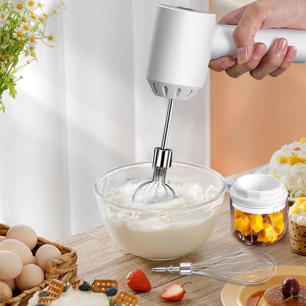 3-Speed Mini Mixer Electric Food Blender 2 In 1 Handheld Food Chopper Whisk Egg Beater USB Wireless Garlic Food Masher Cream