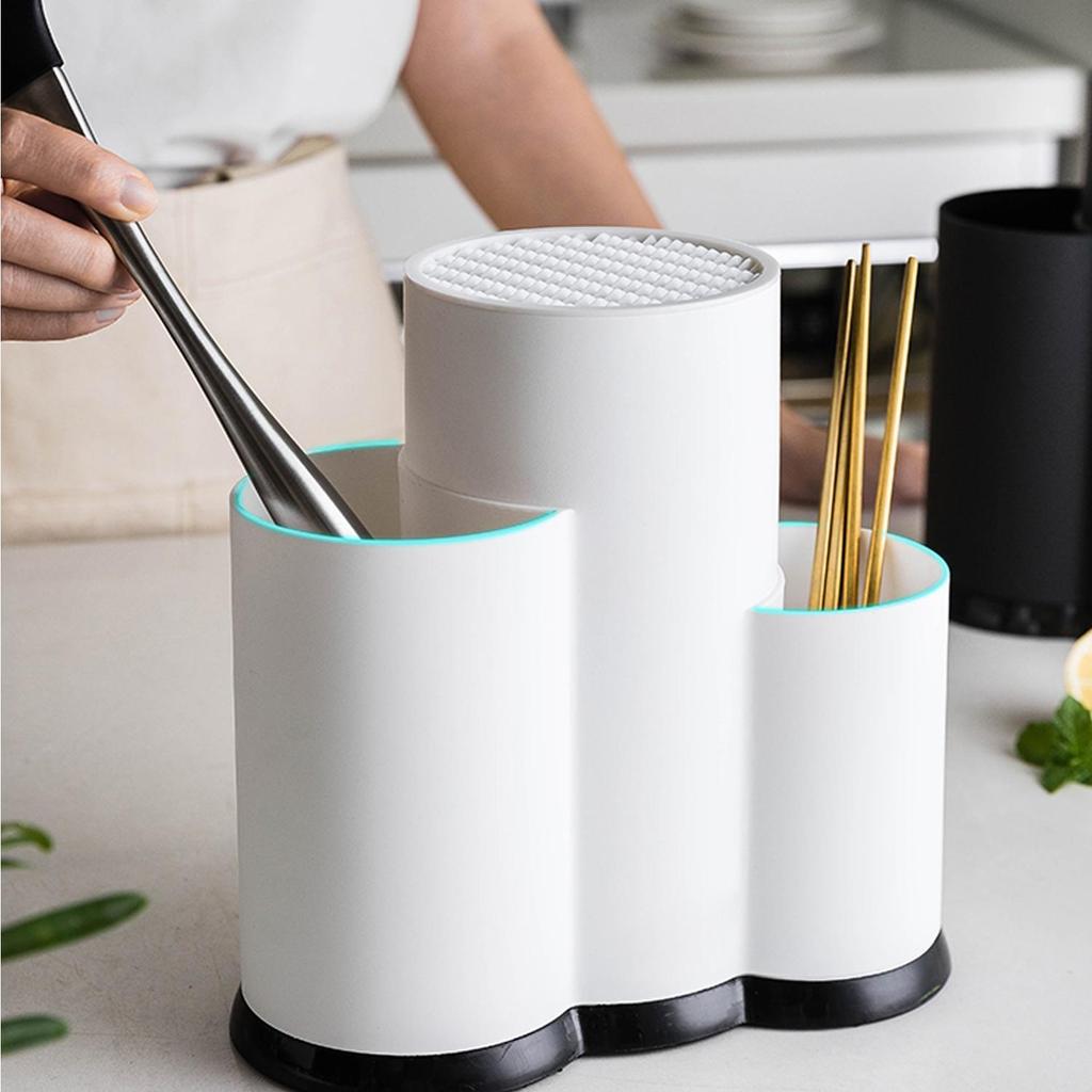Knife Holder Multi-Function Utensil Stand Knife Block PP Flatware Drainer Storage Box Spoon Fork Kitchen Organizer Rack