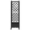 Raised Bed with Trellis and Roof Black 124 x 40 x 129 cm PP
