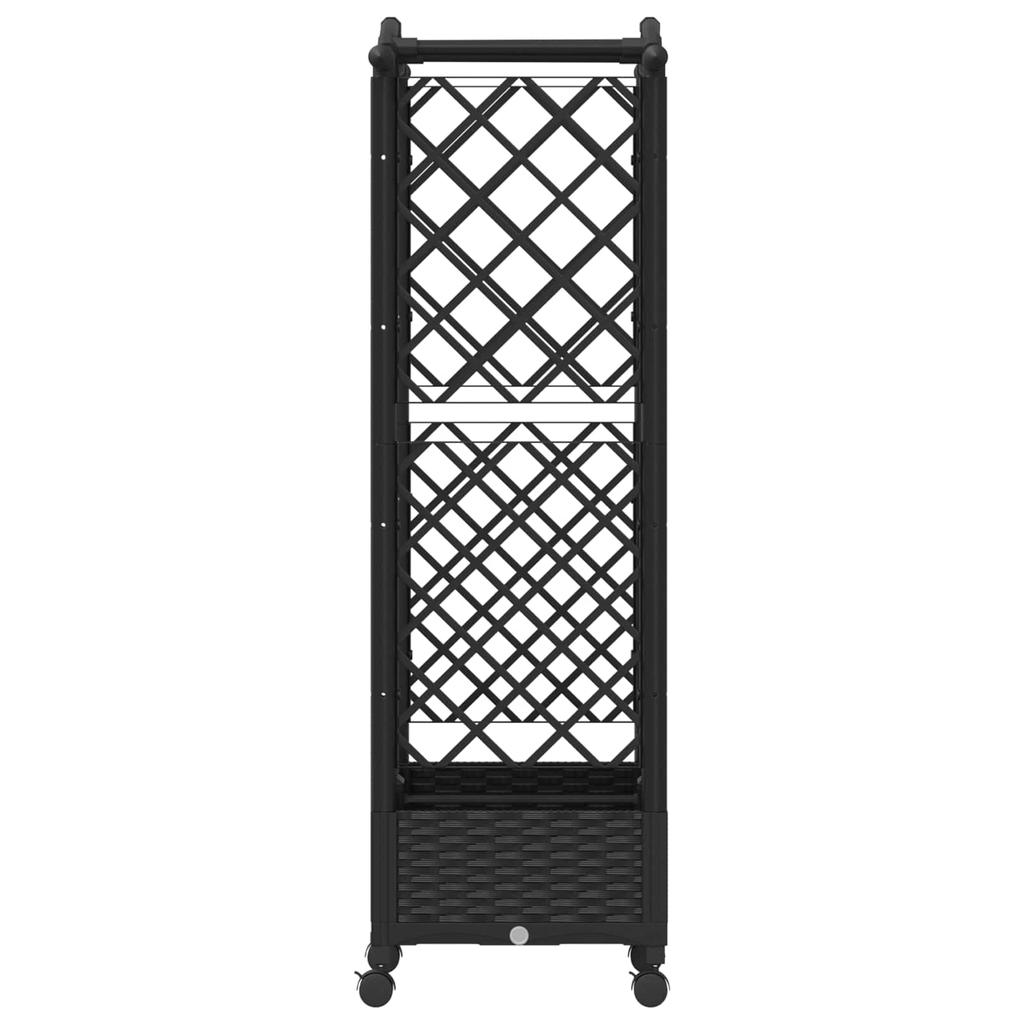 Raised Bed with Trellis and Roof Black 124 x 40 x 129 cm PP