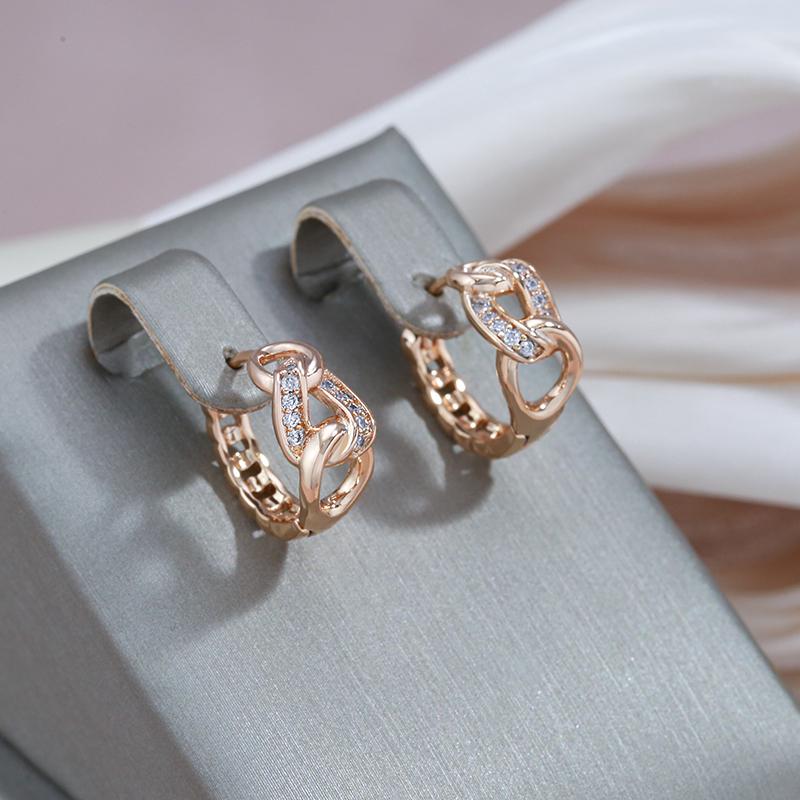 Kinel Vintage Chain Hoop Earrings For Women Rose Gold Color Fine Jewelry