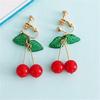 Red Cherry Earrings Eardrop Sweet Fruit Fresh Cherry Eardrop Female Youth Beautiful Girl  Earrings