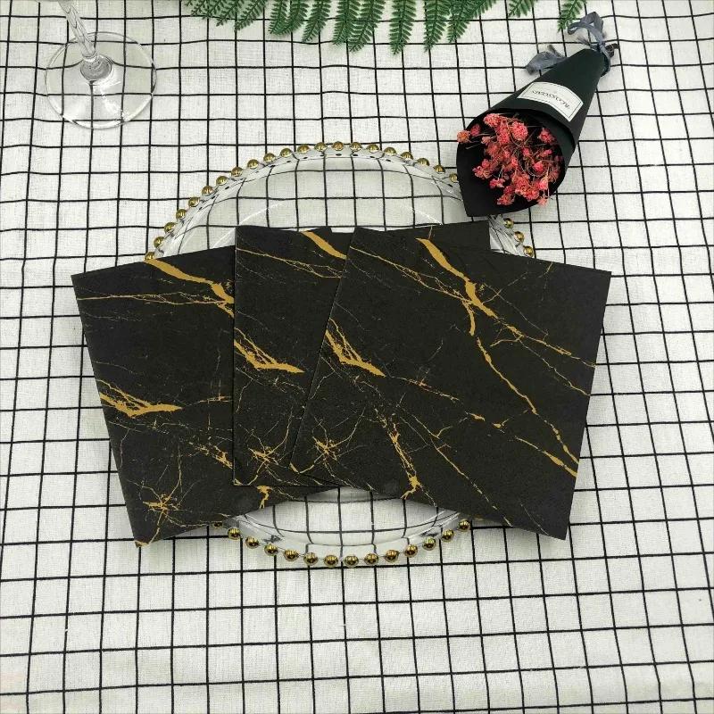 20pcs/Pac 33*33cm 2-Ply Disposable Party Napkin Marble Pattern