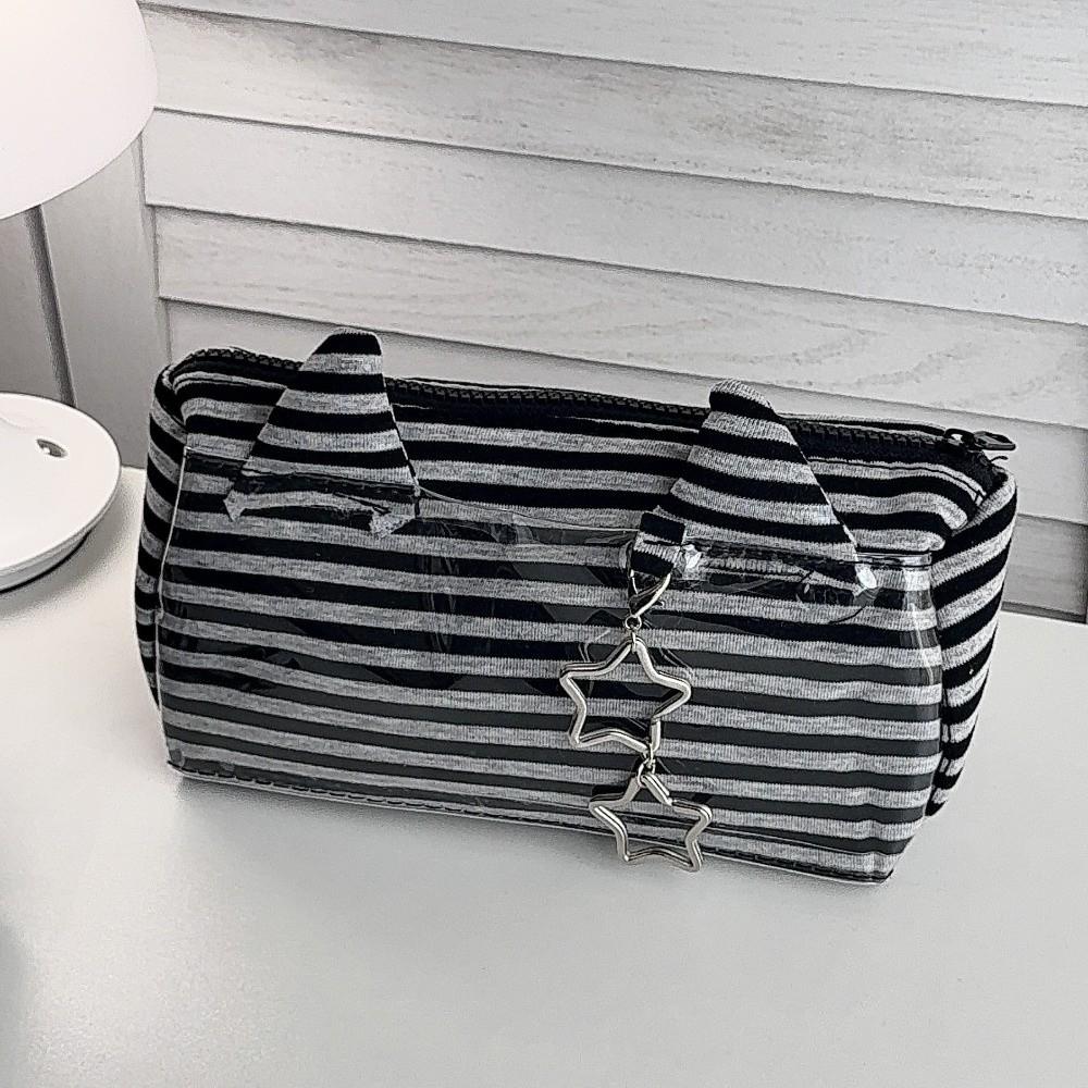 Large Capacity Star Pendant Pen Bag Clear PVC Pencil Pouch Portable Stationery Organizer Girl