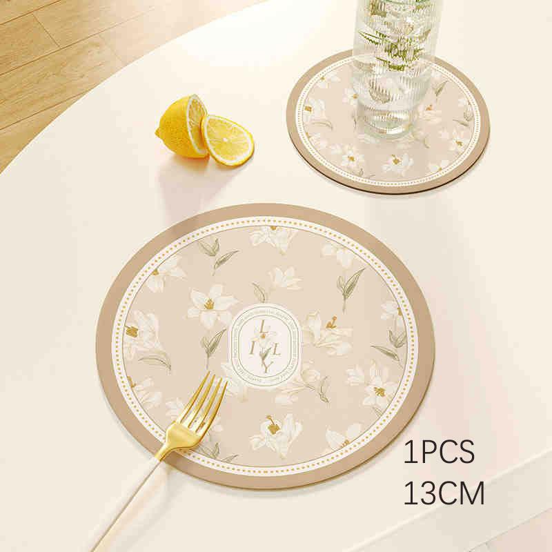 1pcs Leather Cloth Coaster Placemat Absorbent Pad Skid Insulation Cup Mats Anti-slip Bowl Mat Kitchen Home Tableware Drinkware