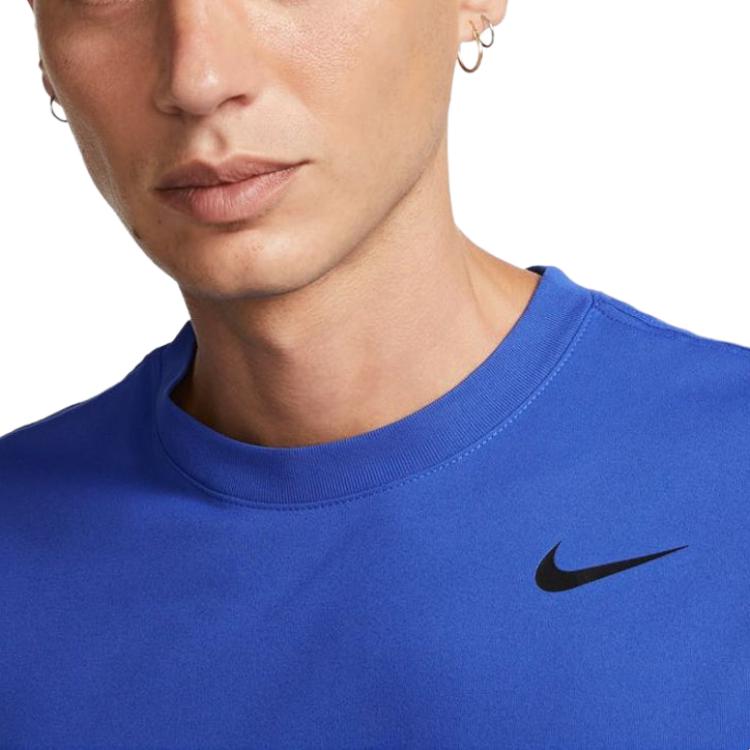Nike Solid Logo Print Crew Neck Short Sleeve T-Shirt Men Tops Blue DX0990-480