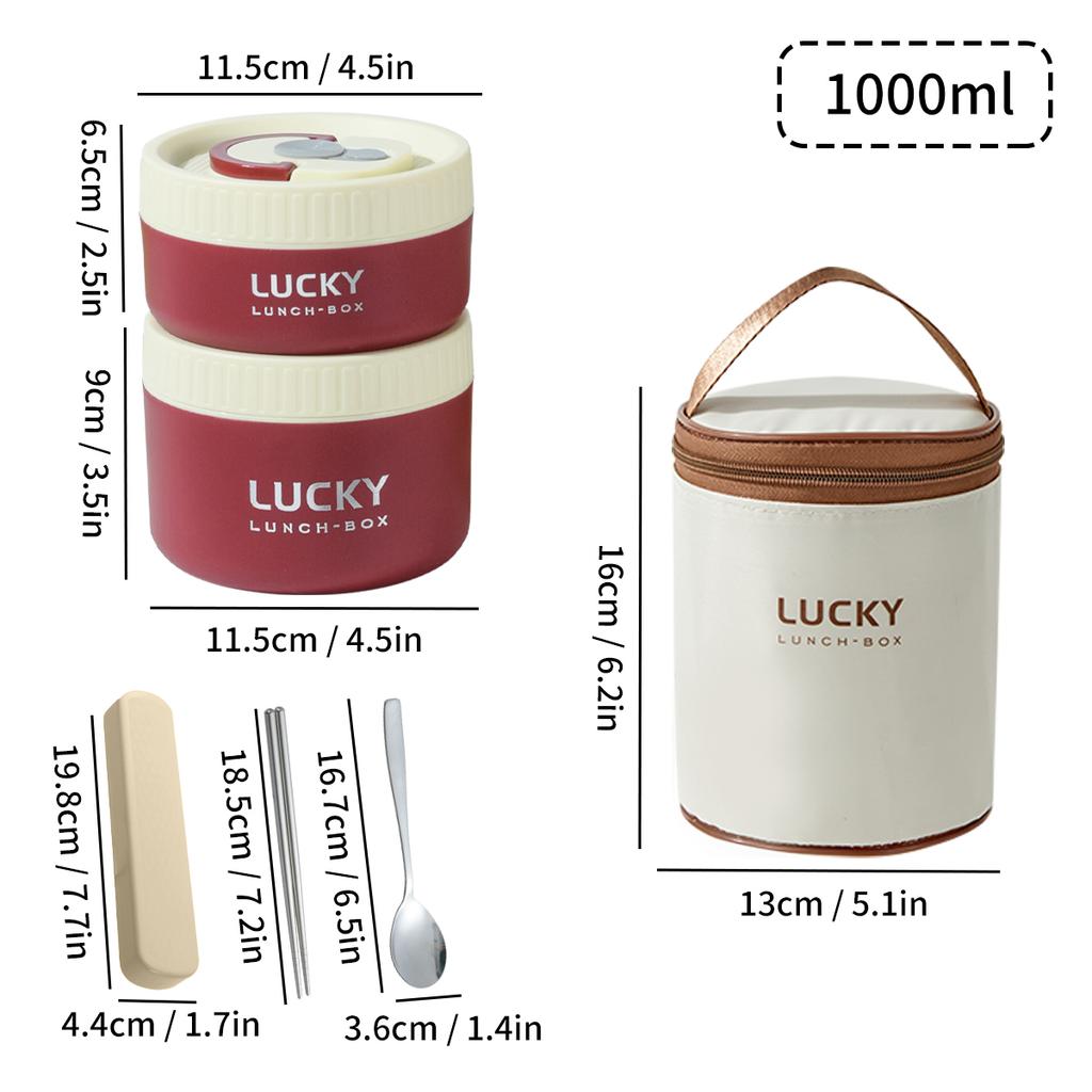 Insulated Bento Lunch Box With Tableware Microwave Safe Portable 304 Stainless Steel Food Storage Container Stackable