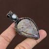 Russian Charoite, Moonstone Copper Wire Wrap Jewelry Pendant 2.76" V5Q05