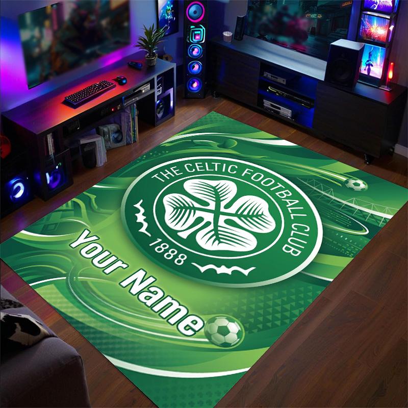 Crystal Velvet Rug Celtic FC Print Custom Name Text Floor Mat Home Decor