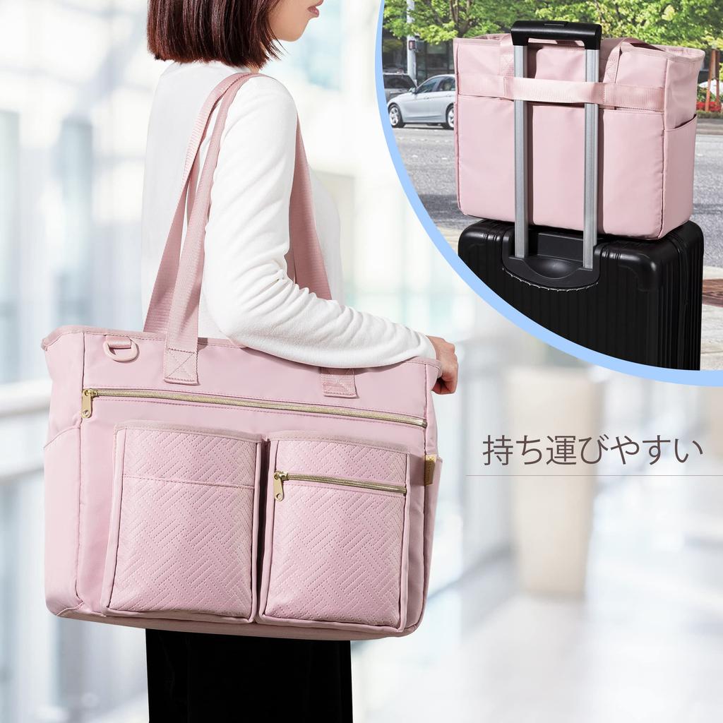 Fasrom Teacher Bag, Large Capacity, Nurse Bag, Stylish Tote Bag with Multiple Pockets, Perfect for Commuting, School, and Nursing, Pink