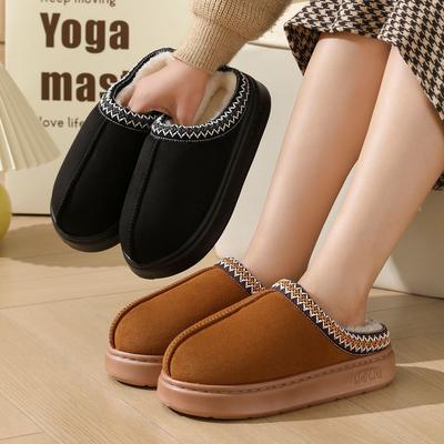 Новые осенне-зимние кружевные модные хлопковые тапочки, домашние тапочки для пары, теплые хлопковые тапочки для дома и улицы