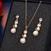 Luxurious Jewelry Set Romantic Dangle Earrings Necklace Simulated Pearls Fashion Charm Wedding Bridal Bridesmaid Rhinestone Pendant Jewelry