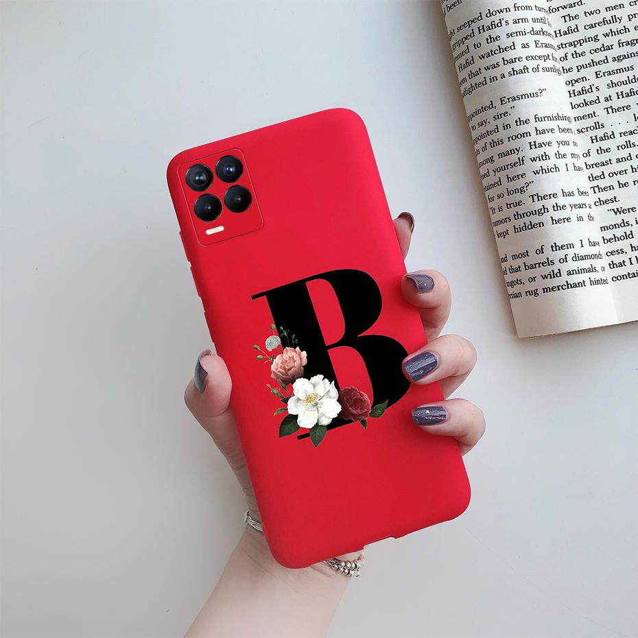 For Realme 8 Pro Case Silicon Soft Letter Monogram Flowers Phone back cover For Oppo Realme8 4G RMX3085 Realme 8 Pro Bumper Case