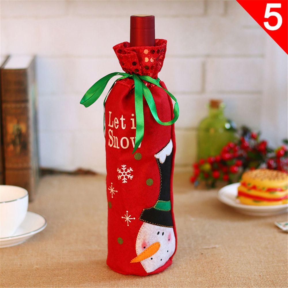 Colorful Snowman Santa Claus Champagne Package Dinner Table Decor Christmas Wine Bottle Cover Bag