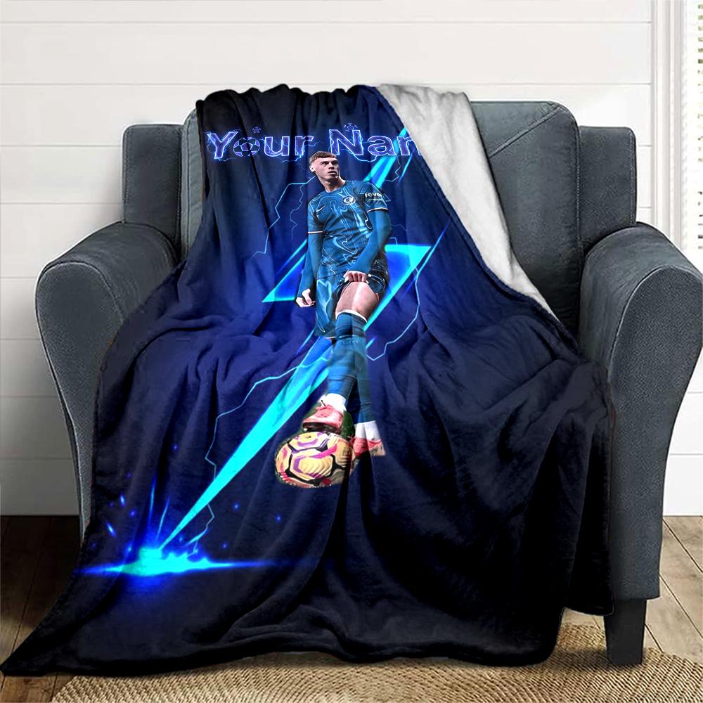 Chelsea Fc Football Player Personalized Name Blanket Lightweight Customizable Blanket Comfortable Suitable for Chair Living Room Picnics Office