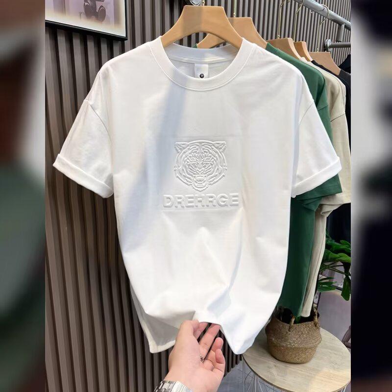Мужская летняя корейская стильная свободная повседневная футболка с короткими рукавами