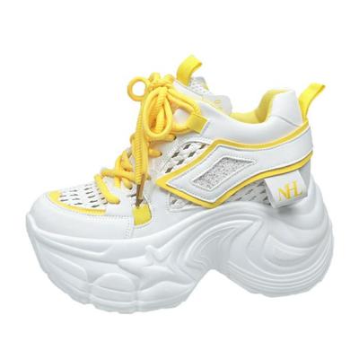 Модные 9 см Новые Весенние Женские Полые Кроссовки 2025 Лето Повседневная Вулканизированная Обувь Высокая Платформа Дышащие Сетчатые Кроссовки Женские Папины Кроссовки