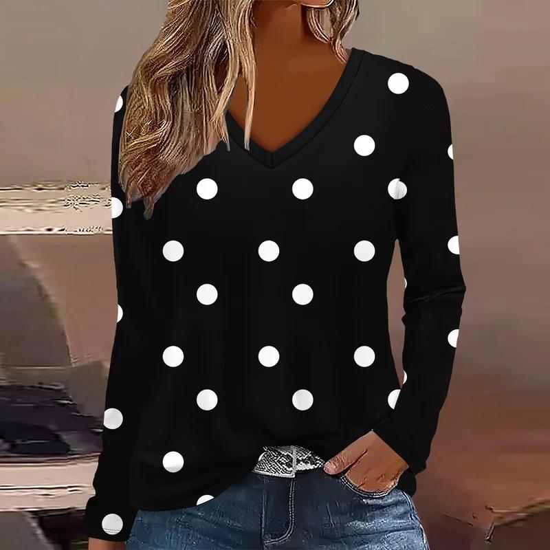 Summer New Fashion 2025 Women’s Casual  Long Sleeve Printed T-shirt