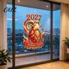 No Glue Glass Decoration Russian New Year Sheep Window Cling 2027, Removable PVC Static Stickers Sticker, Decorative Decal for Home and Office Holiday