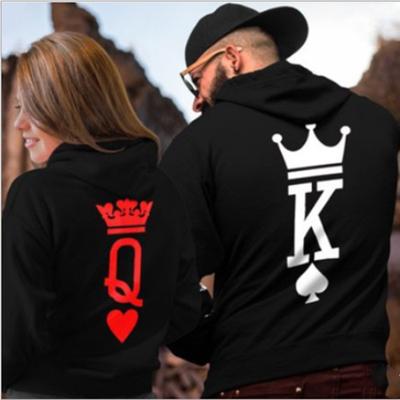 Парная толстовка с капюшоном и длинным рукавом с принтом игральных карт КОРОЛЕВА КОРОЛЬ