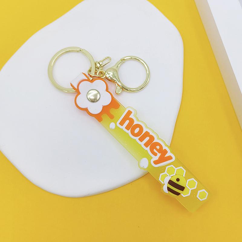 Прозрачный ПВХ мягкий резиновый брелок для ключей английский маленький цветок желе цвета сливы конфетный цвет капли клейкий браслет