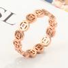 Fashion Rose Gold Color Cute Coin Tail Rings for Woman Hollow Stainless Steel Charm Jewelry Chinese Style Prevent Girl Gifts