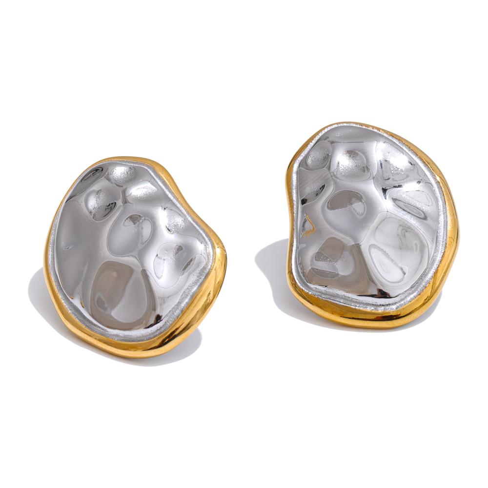 Eetit Отличительные геометрические серьги-гвоздики из нержавеющей стали с металлической текстурой и молотком, водонепроницаемые минималистичные ювелирные аксессуары