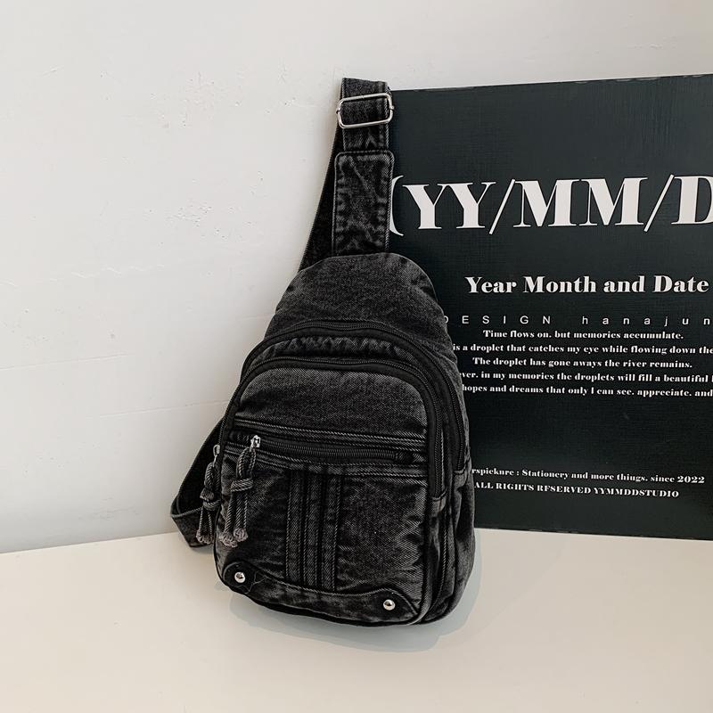 Модная женская нагрудная сумка Высококачественная сумка через плечо Джинсовая мягкая ткань Сумка кросс-боди Вместительный кошелек Легкие сумки