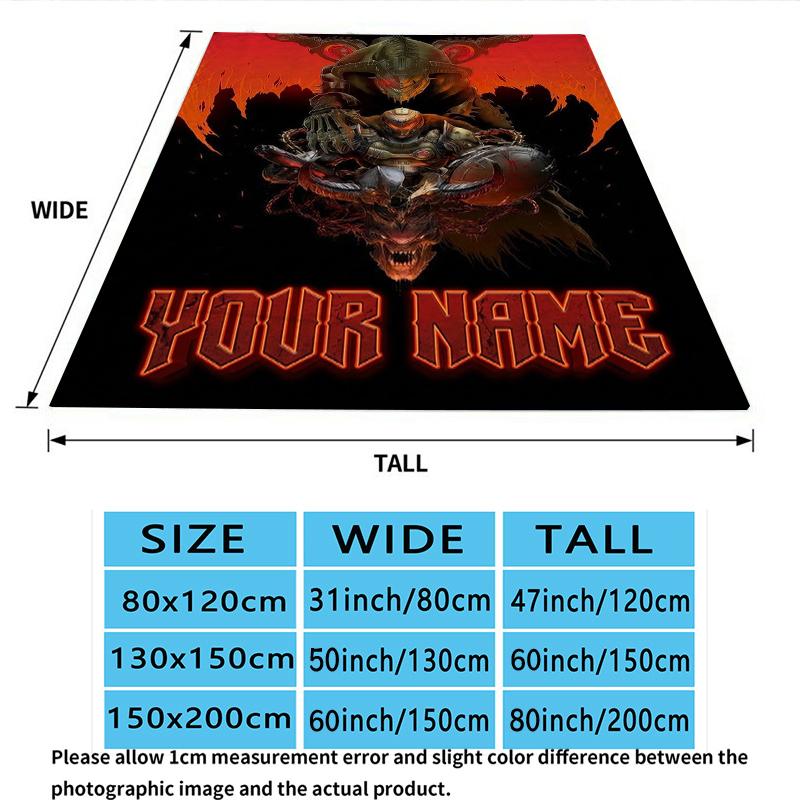 Custom Name Doom Print Flannel Blanket, High quality Comfortable for All Seasons, Home Decor, Warmth and Comfort, Perfect for Christmas Gifts