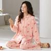 Женский осенний пижамный комплект из лайкры и хлопка – с длинными рукавами и брюками, дышащая и милая девичья домашняя одежда